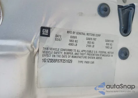 2007 Chevrolet Malibu Ls из США, поврежденный, VIN 1G1ZS58F87F251629